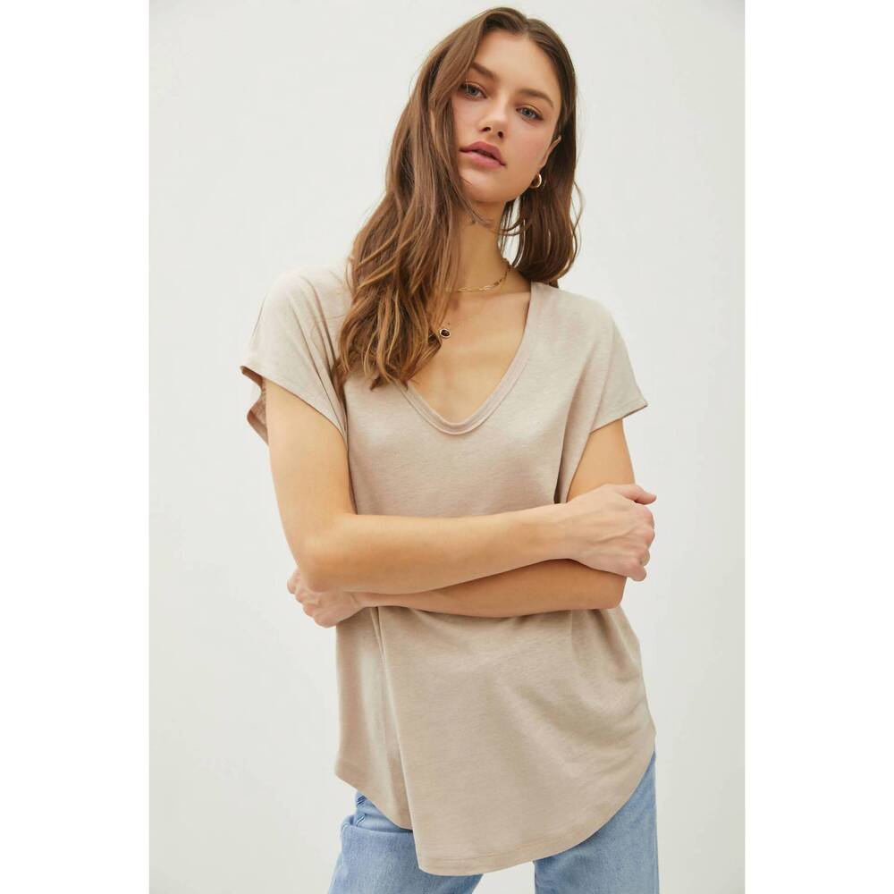 NEW BE COOL jordan raw edge linen tee in natural